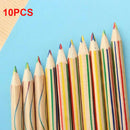 10pcs Rainbow Four-Color Lead Wooden Pencil Students DIY Graffiti Pencil A