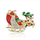 Christmas Carriage Deer Brooch Pins Fashion Winter Jewelry Women Gifts