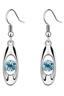 Women's Crystal Drop Pendant Necklace Earrings Jewelry Set Blue C4H9