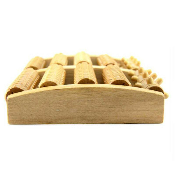 Large Dual Foot Massager Roller Rows Feet Care Relax Wood Bamboo Stress Massage