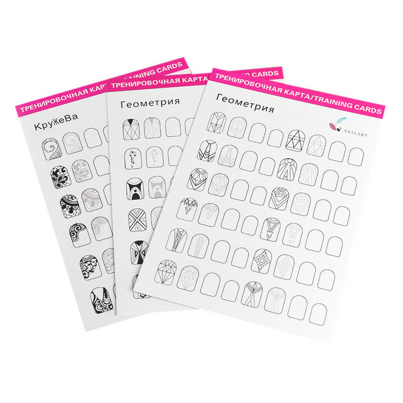 12pcs /PACK Nail Art Practice Template Guide Paper Book Set For Beginner