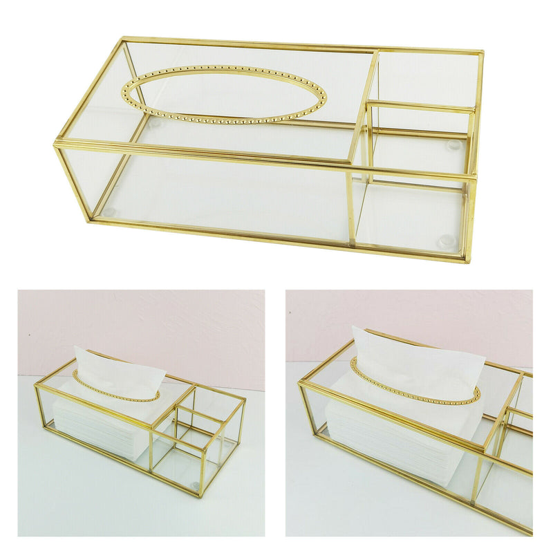 Rectangular Clear Glass Paper Tissue Box Decorative Glass Napkin Storage Box