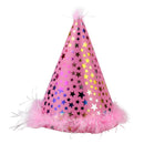 1set Dog Headband Sequins Hat Saliva Towel Birthday Decor Costume (Pink)