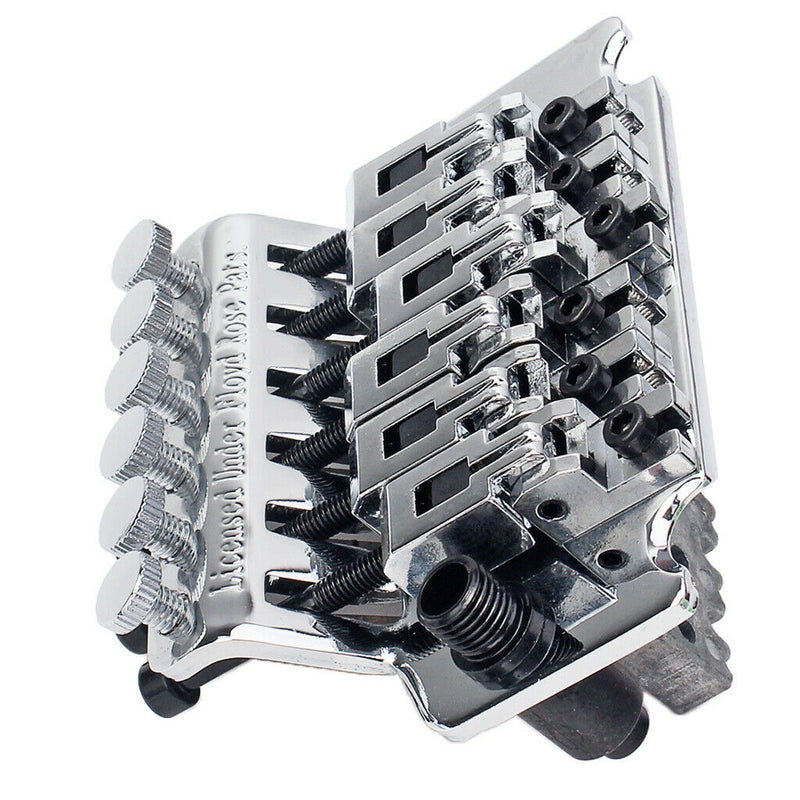 6 String Durable Tailpiece Double Tremolo Bridge Saddle Replace Parts Chrome