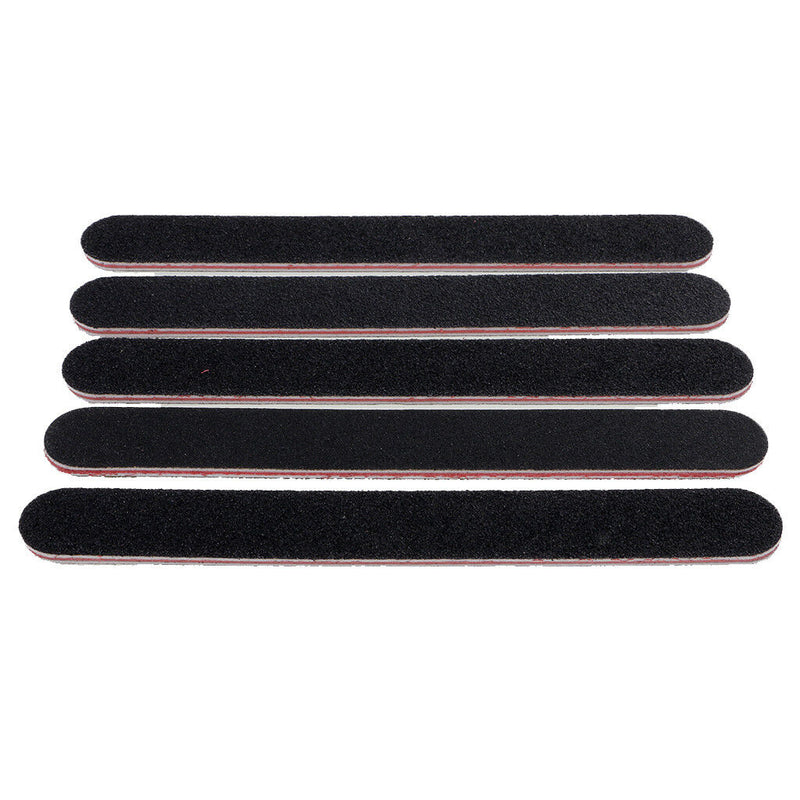 5x Professional Double Sided Black Nail Files Emery Board #100 #180 Manicure