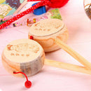 Old Chinese Wooden Double-sided Rattle Drum Music Toys Children Music Persents