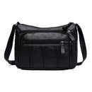Casual Messenger Bag Women Leather Pure Color Multi-Pocket Shoulder Handbag