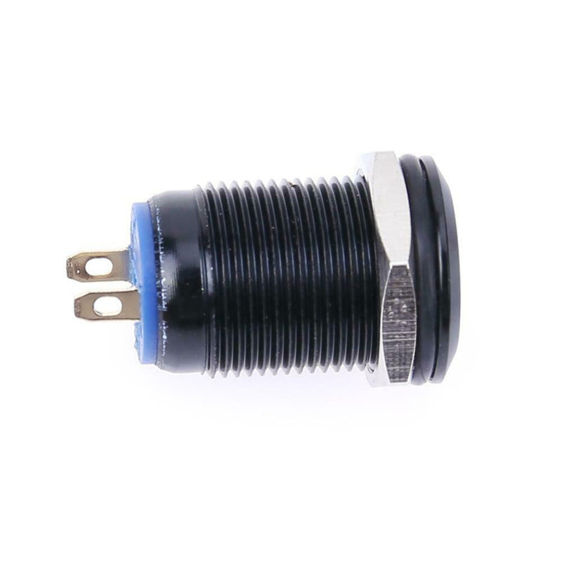 12mm Waterproof Flat Stainless Steel Momentary Push Button Switch (Black) A