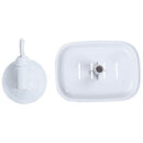 White Hard Plastic Soap Tray Dish Holder w Hook Suction Cup