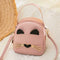Women PU Leather Crossbody Messenger Bag Cute Cat Shoulder Backpack (Pink)