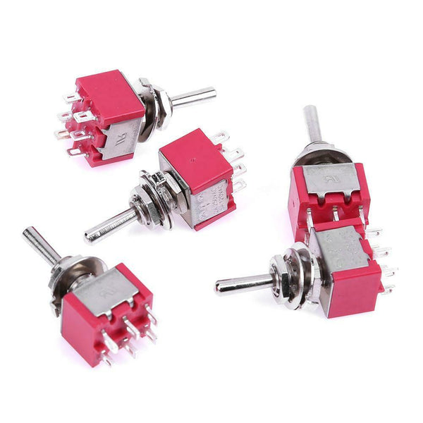 5pcs Mini 3 Positions 6Pin Toggle Switch MTS-223 Dual Reset Power Switch