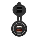 DC 12-24V Waterproof Dual USB Port Charger Quick Charge 3.0 LED Red