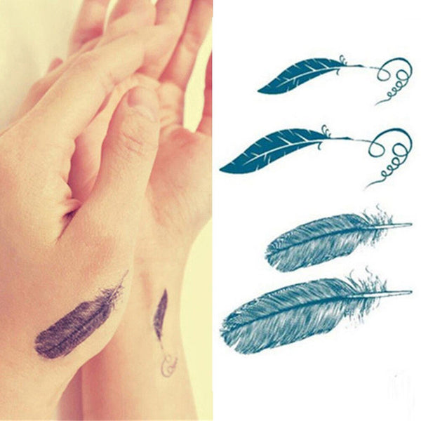8X Chic Feather Tattoo Stickers Waterproof Temporary Removable Bodys Art Tatt uW