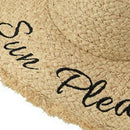 Handmade Weave Letter Sun Hats For Women Black Ribbon Lace Up Large Brim St