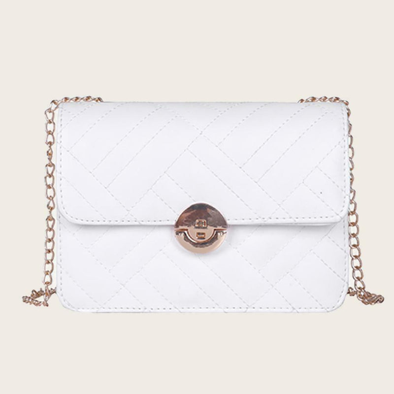 Fashion Women Messenger Shoulder Bag Leather Flap Crossbody Handbag (White) A
