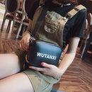 New Korean Fashion Print Letter Bag Casual Simple Shoulder Bag Black
