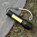 Rechargeable XPE+COB LED Flashlight Torch Outdoor 3 Modes Waterproof Penlight
