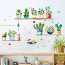 Cactus Potted Living Room Bedroom TV Background Self-adhesive Wall Stickers FT