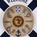 35cm Nautical Decor, Seaside Life Ring Buoy, Wall Clock, Home Hanging Blue