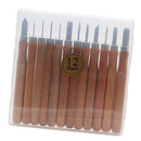 12pcs Wooden Handle Wood Carving Cutting Tool Fruit Food Engraving Chisels