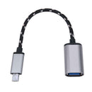 6.9inch Braided Alloy Micro USB Male to USB Female OTG Adapter Cable