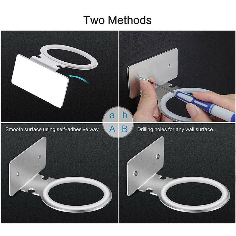 Self Adhesive Hair Dryer Holder, Wall Mounted Hairdryer Hanging Rack with P V5I1