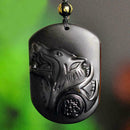 Black Obsidian Carving Wolf Head Obdidian Amulet Pendant Best Obsidian E5V8