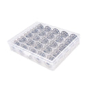25Pcs Clear Empty Sewing Machine Bobbins Spool Metal Case With Storage Box M&O