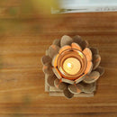 Retro Handmade Wood Lotus Candle Holder Crafts Home Wedding Decor