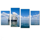 Set 4Pcs Canvas Art Wall Pictures Blue Sky and Ship Scenery Landscape Print