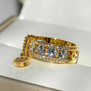 New Plated Disc Ring Gorgeous Round White Rhinestone Engagement Ring Weddin E1R8