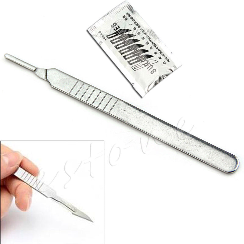 1 Scalpel Handle # 3 +10 Sterilized Carbon Steel Blades # 11 Craft/Hobby/Carving