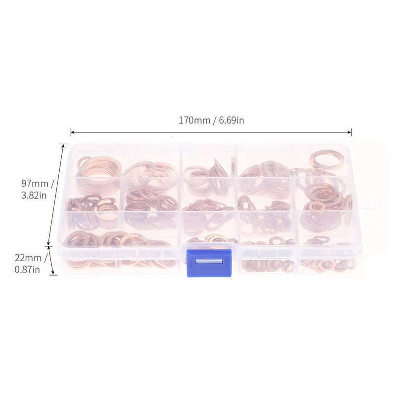 280 Pcs Assorted Copper Washer Gasket Set Flat Ring Seal Assortment Kit M5- G1M7