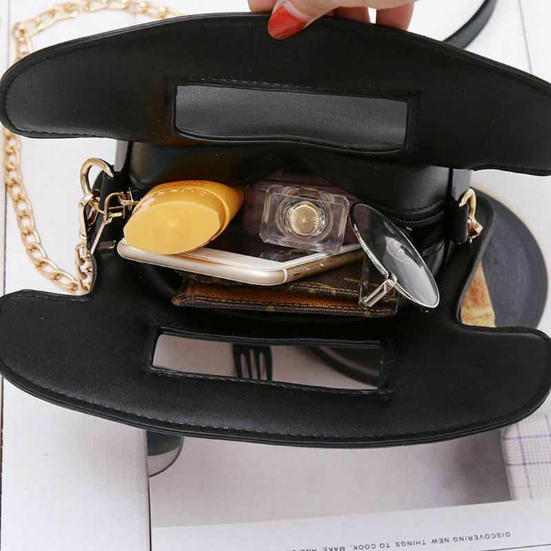 Telephone Shaped Women Retro Cross Body Bag PU Leather Clutch Purse Chain B M8L5