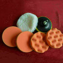 6pcs 3" 75mm polishing buffer pad set+drill adapter polish valeting T9K2 Fo D4P5