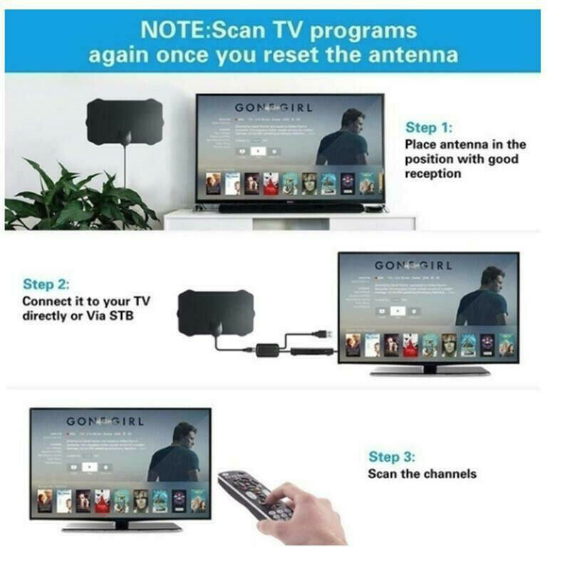 960 Mile USB Indoor Antenna HD TV Digital Skywire 1080P 4K Antena Cable Black