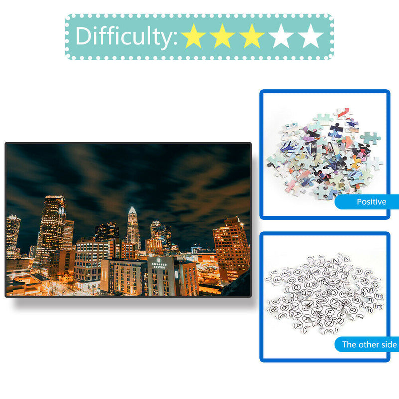 1000 Pieces Lighting City Paper Jigsaw Puzzles Assembling Picture 75 X 50cm