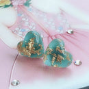 Cute Women Girls Natural Stone Turquoise Heart Shaped Earrings Ear Stud Jewelry