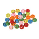 30Pcs Assorted Wood Buttons with Thread Decor 2 Holes for Scrapbooking Crafting