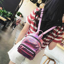 Holographic Leather Backpack for Girls Pink Mini Backpack for Women