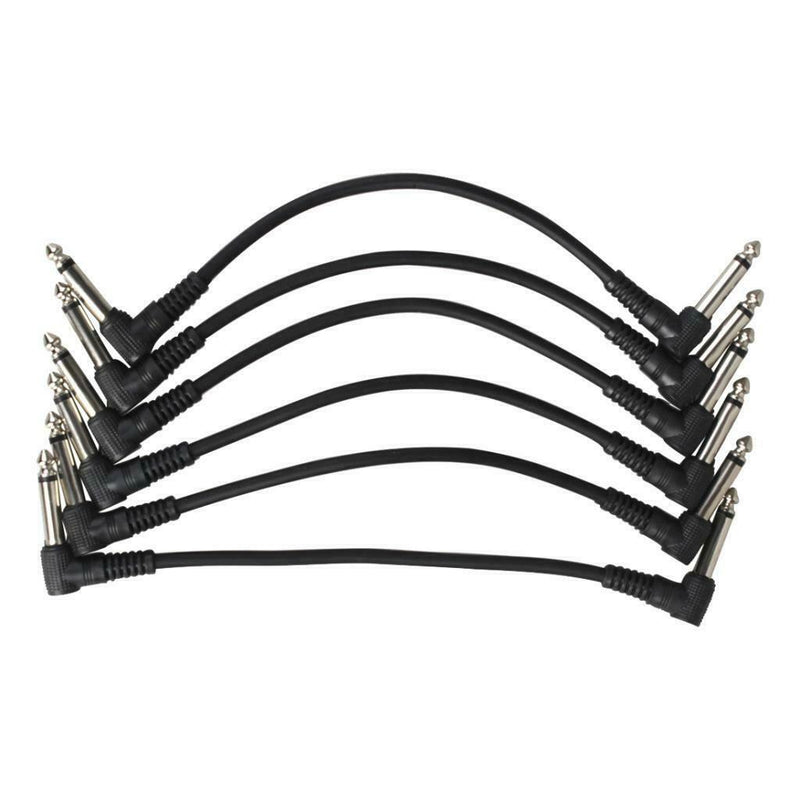 Pack of 6 Electric Guitar Patch Cables Right Angle 6.35mm Jack for Effect Pedals