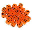Orange Acrylic D6 Noctilucence Dices 6-Sided Point Spot Game Dice 25pcs/Pack