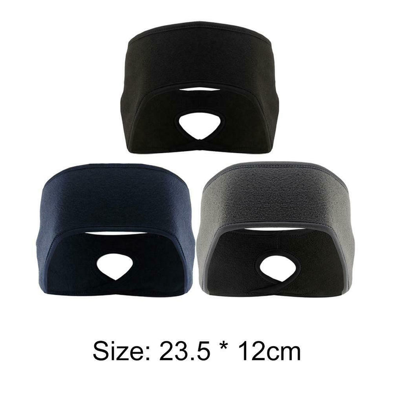 Outdoor Fleece Ponytail Headband Yoga Running Fitness Warm Sweatband (Grey) A