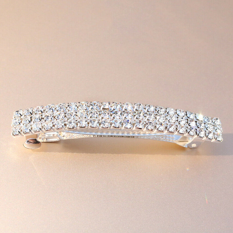 Automatic Rhinestone French Barrettes Large Hair Clip Hairpin Hair Accessory