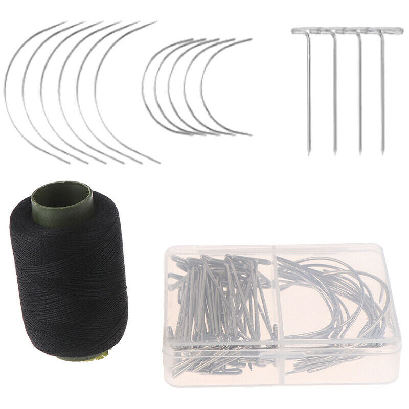 71pcs/set T Pins C Needles Wig Sewing Cord Holding Hair Extender Wig Blockin Kw