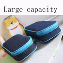 School Boy Pencil Case Bags Large Capacity Solid Color Box Pen Denim Canvas V0H1