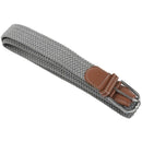 Men Leather Braided Elastic Stretch Metal Buckle Belt Waistband Light gray V9Q8