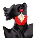 Fashion Bohemia Fan Shaped Tassel Earrings For Women Exaggerated Big Statem