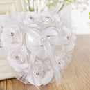 Wedding Ring Pillow,White Ring Pillow For Wedding Lace Crystal Rose Heart R E8R7