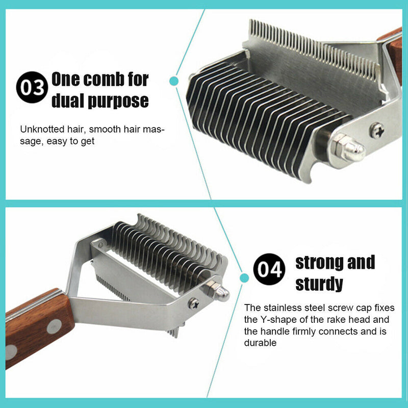 For Long Hair Remover Dogs Cats Undercoat Grooming Rake Stainless Steel Pet Comb
